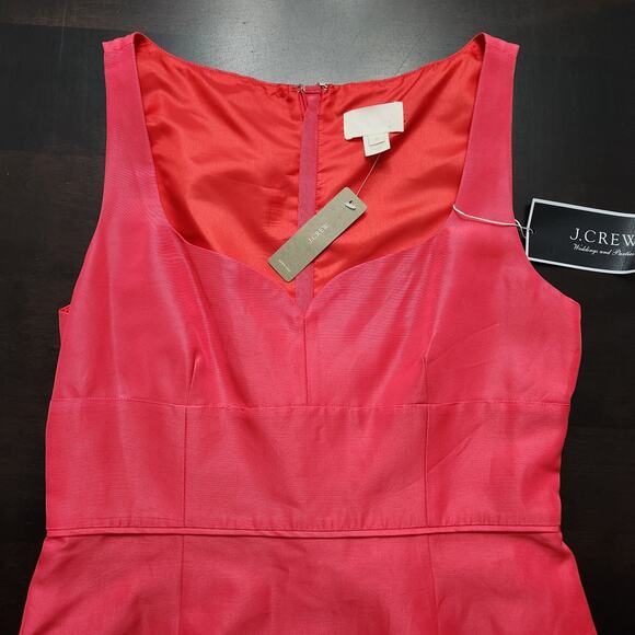 NWT J. Crew Sheath Stretch Sweetheart Vivid Flamingo Pink Dress Size 8 - Picture 2 of 5